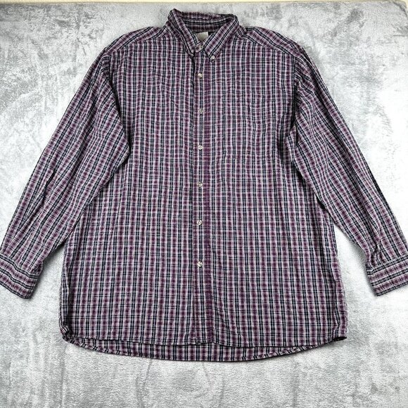 Wrangler Rugged Wear Men's Button Down Shirt Size 2X T - Plaid Long Sleeve - Picture 1 of 6
